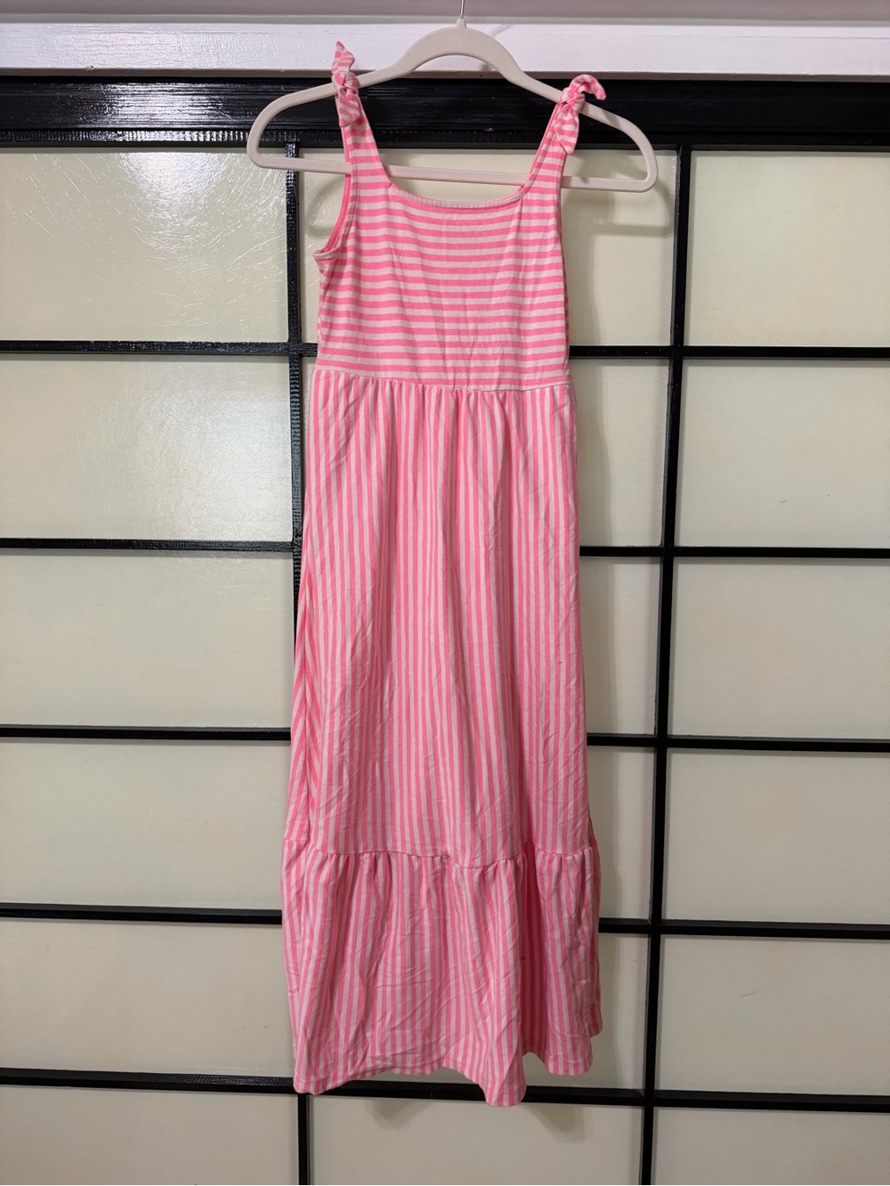 Cat & Jack Pink and White Striped Tie-Shoulder Maxi Dress